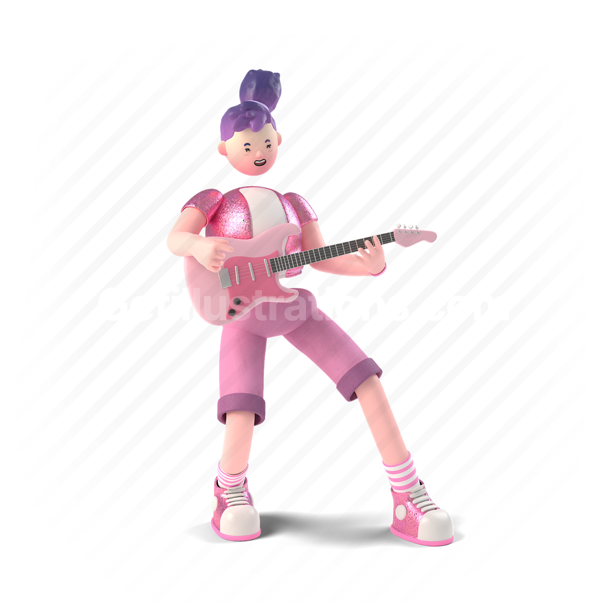 3d, people, person, character, musician, guitar, instrument, pixie, girl